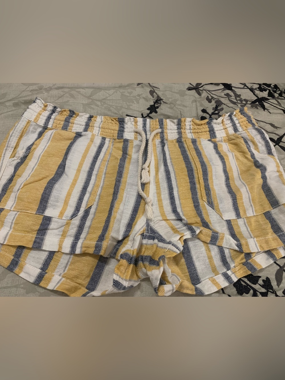 Forever 21 Yellow, Navy & White Striped Women's Shorts